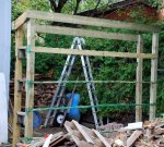 Wood Shed 11 -From south-east -With most of the framework done -small.JPG