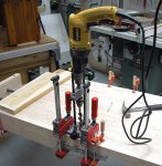 Woodworking bench 33 -drilling dog holes -take 2 -1.JPG