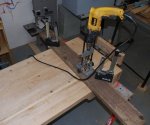 Woodworking bench 35 -Drilling dog holes again -after  7 months -small.JPG