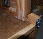 Woodworking bench 52 -Barrel Bolt Connection -small.JPG