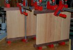 23 -Gluing the walnut strips to the cherry panels.JPG