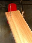 Outdoor Morris Chair 14 -Cutting a taper on the back of an arm freehand on table saw -small.JPG