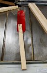 Lego table for Leah, Brooke, and Jamie 03 -Cutting a taper on the maple legs -small.JPG