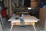 Cabinets for the Harris family 03 -Cutting plywood in garage -small.JPG