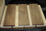 walnut cribbage boards drilled.jpg