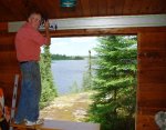 French doors for cabin 16 -Part of the log above the window also need to be cut.  Frank used Fes.JPG