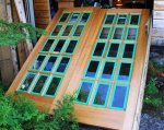 French doors for cabin 21 -Testing the doors for width fit -small.JPG