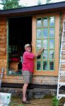 French doors for cabin 27 -Jeff trying a cut door for size -small.JPG