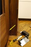 Kitchen to Dining Room door project 34 -Door jamb stop strip too close to the door -small.JPG