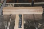 Floor lamp base -13 -Cutting half-lap joint in foot piece using dado blade on table saw -small.JPG