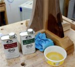 Floor lamp base -32 -Starting to apply tung oil sealer -small.JPG